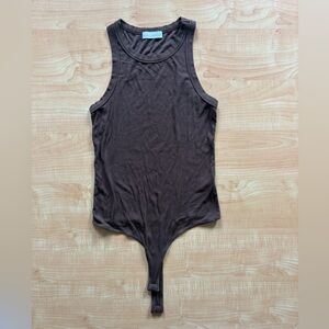 House of Harlow 1960 Chocolate Ribbed Top